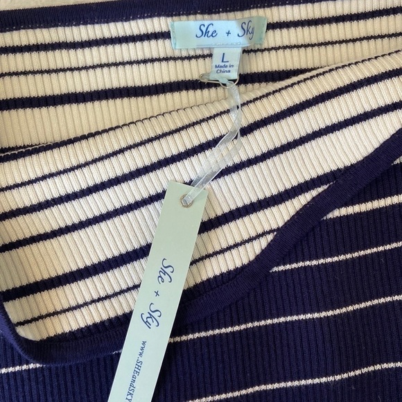 Nwt Blue/Off White Strapless Top by She + Sky - Picture 5 of 11